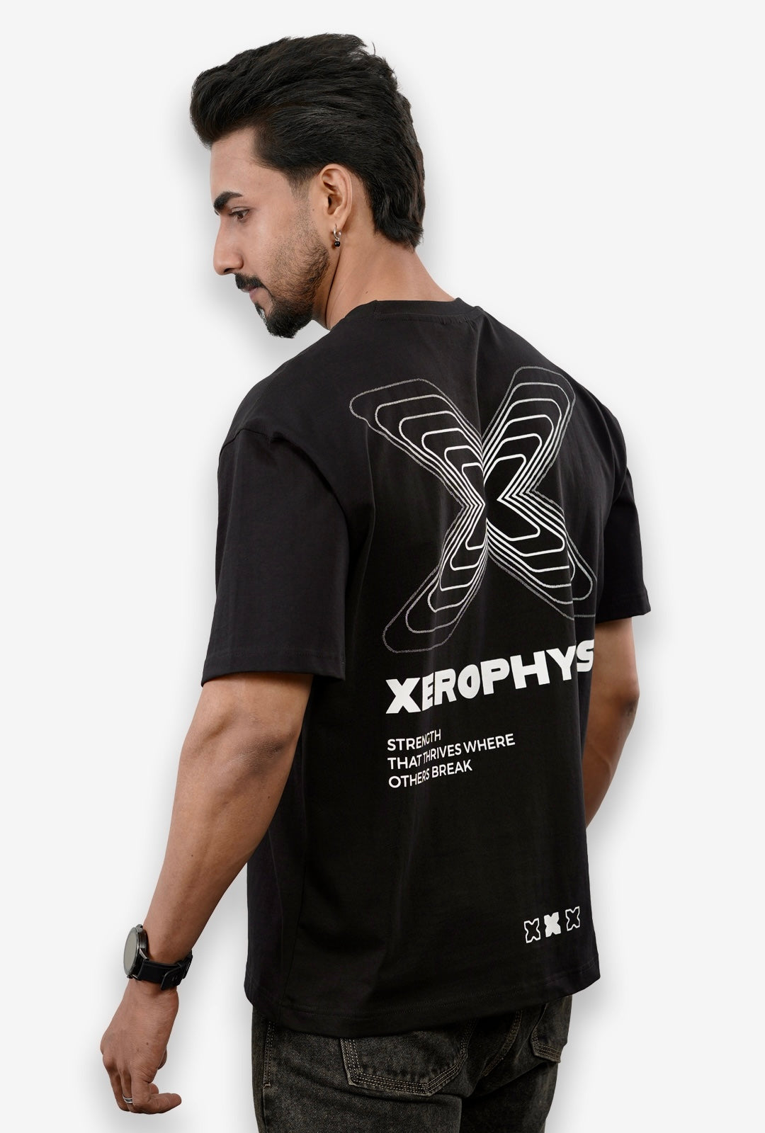 Men Black Outline  X Topo Graphic