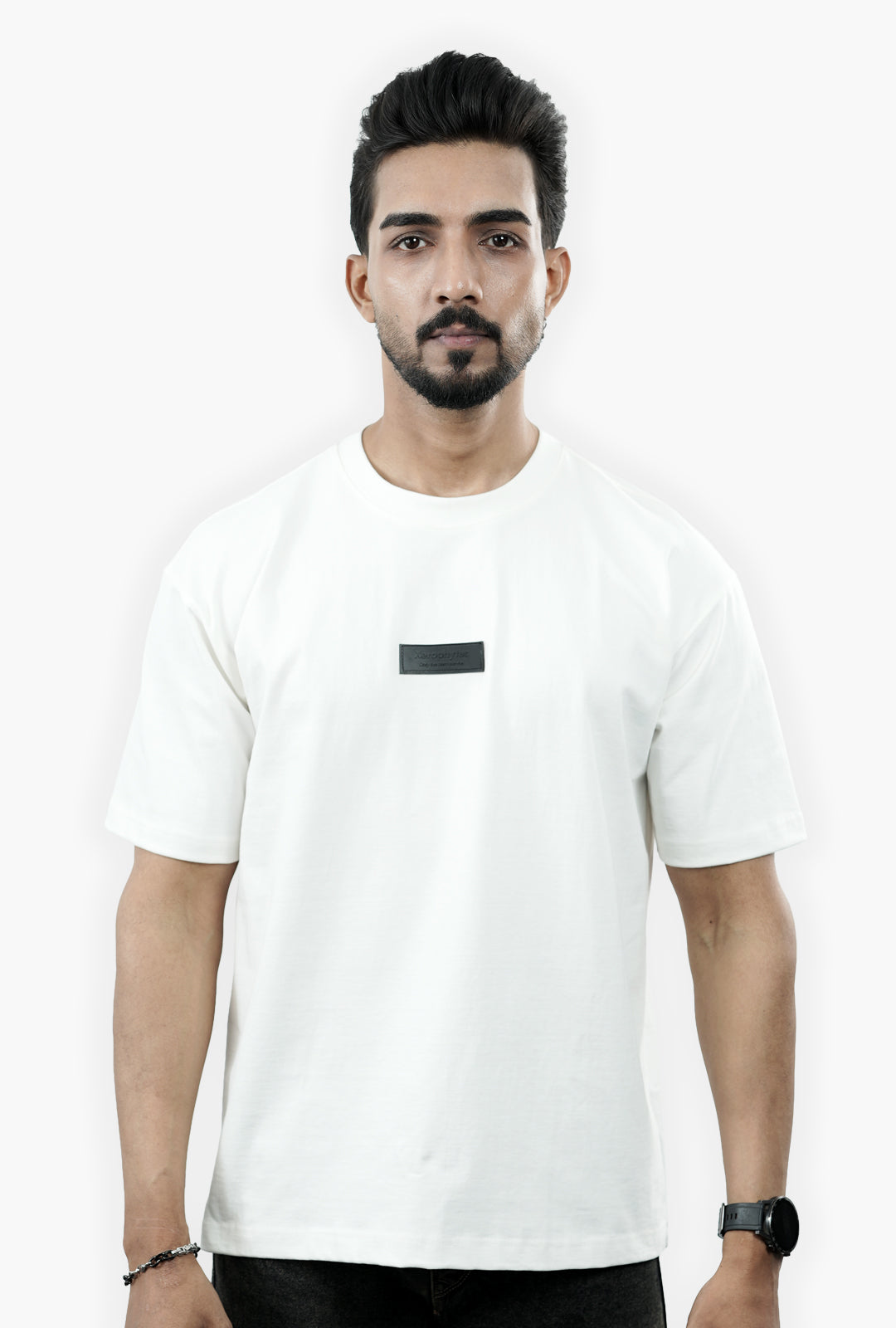Men White Orange Floral Graphic Tee