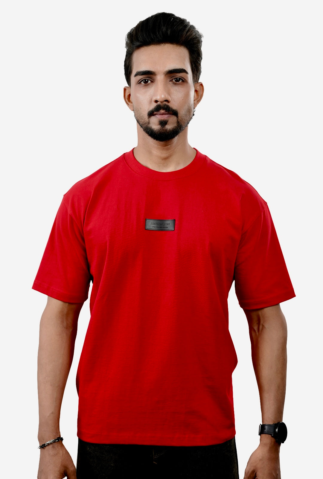 Men Red Black Geometric Flow Graphic Tee