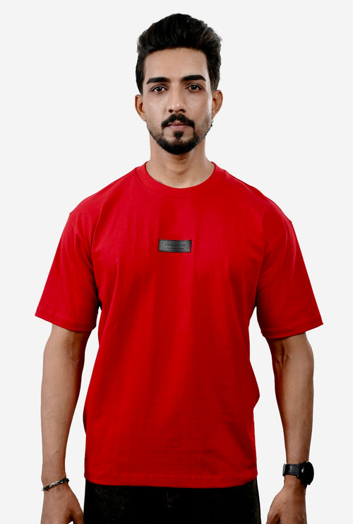 Men Red Black Geometric Flow Graphic Tee