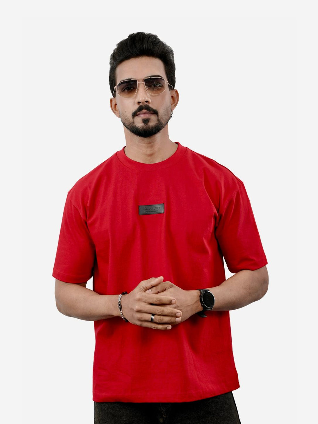 Men Red Black Geometric Flow Graphic Tee