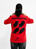 Women Red Black Geometric Flow Graphic Tee