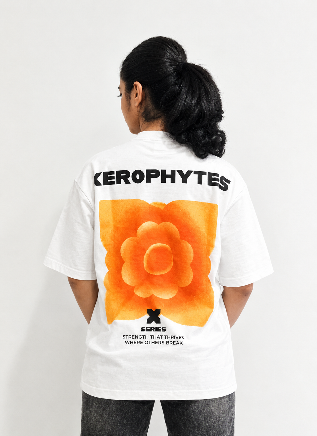 Women White Orange Floral Graphic Tee